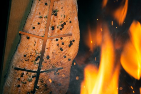 Flammlachsbrett Doppelset Geschenkbox FLAME