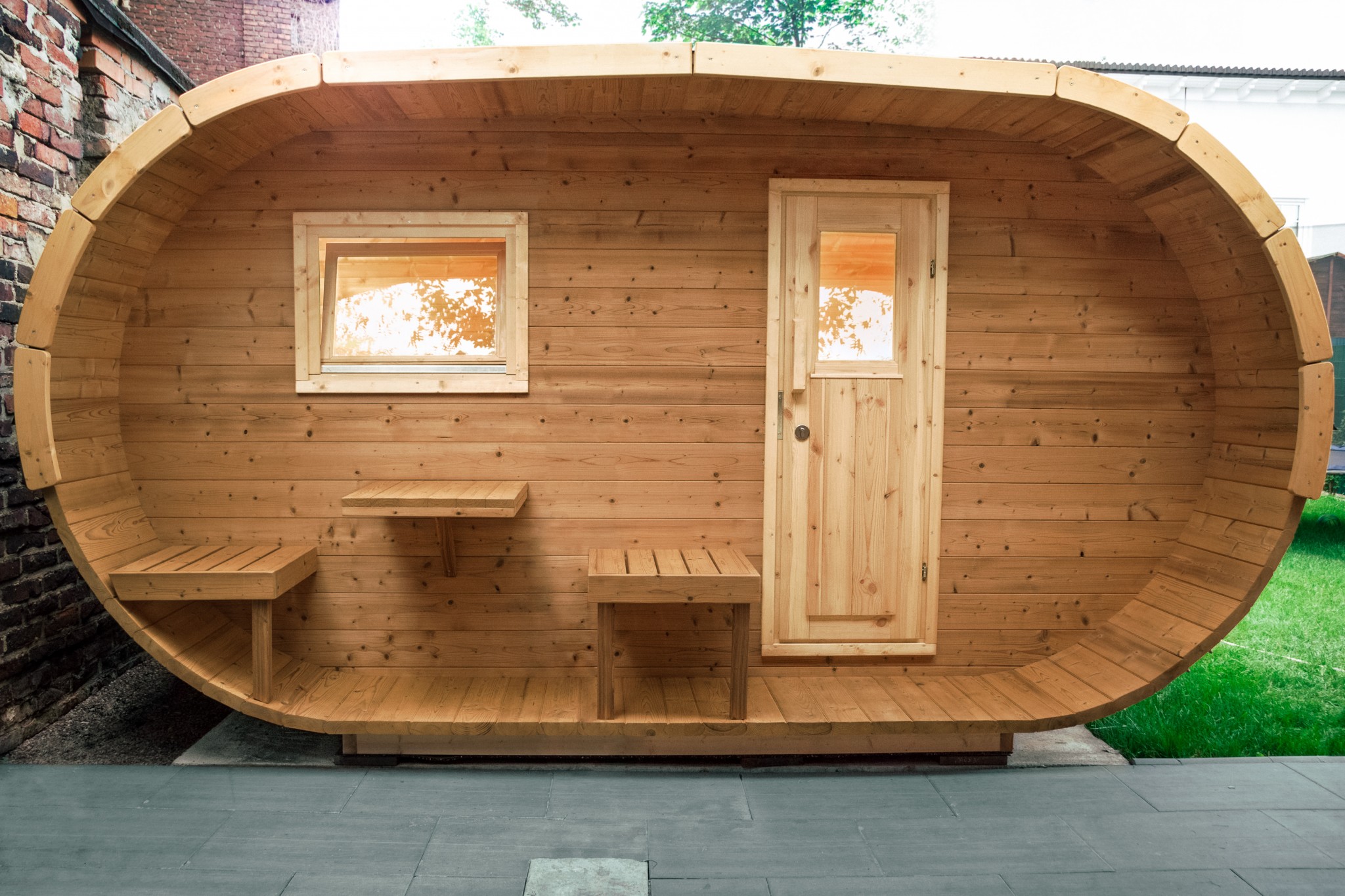 Fasssauna Oval Deluxe bei FINNWERK