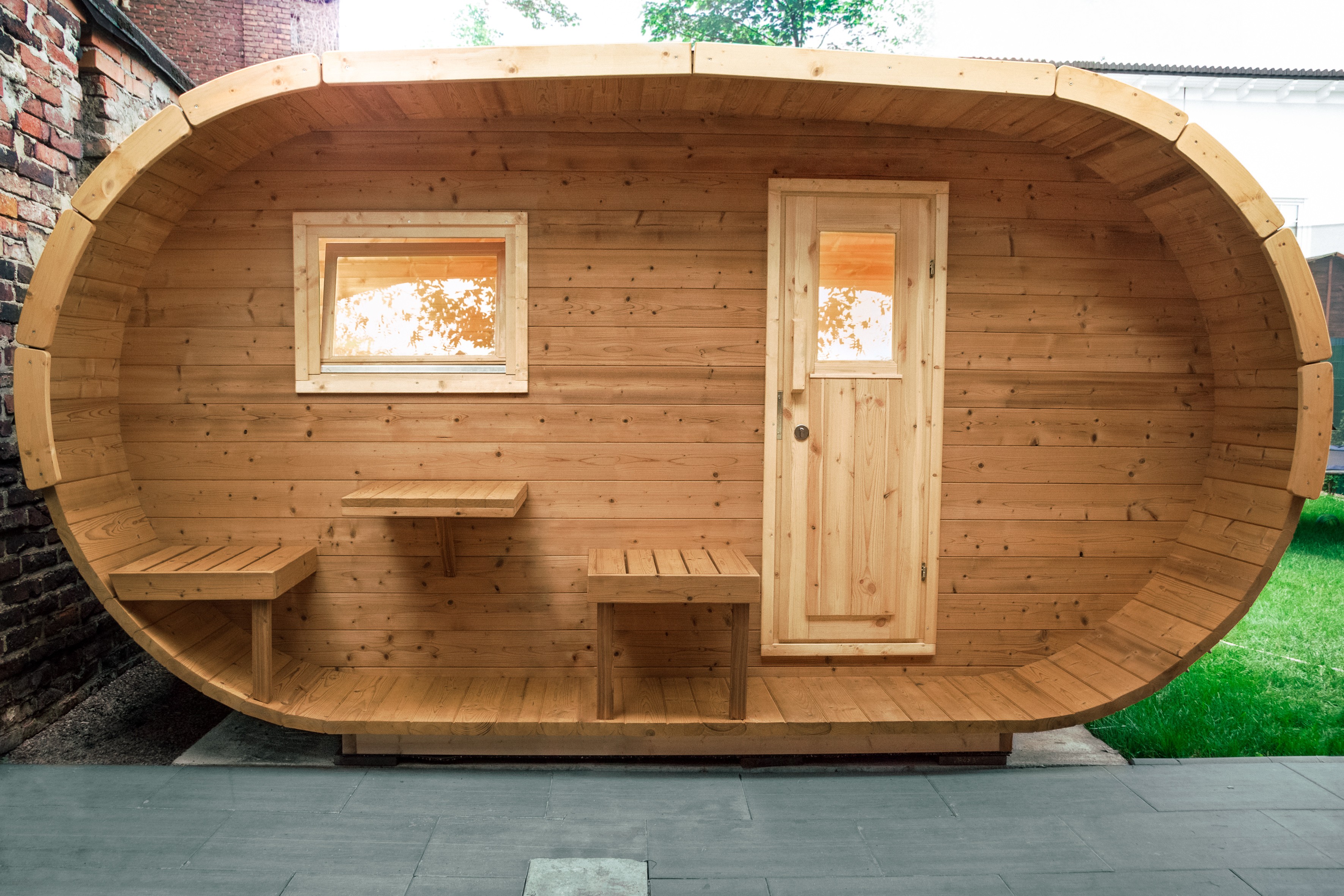 Fasssauna Oval Deluxe bei FINNWERK