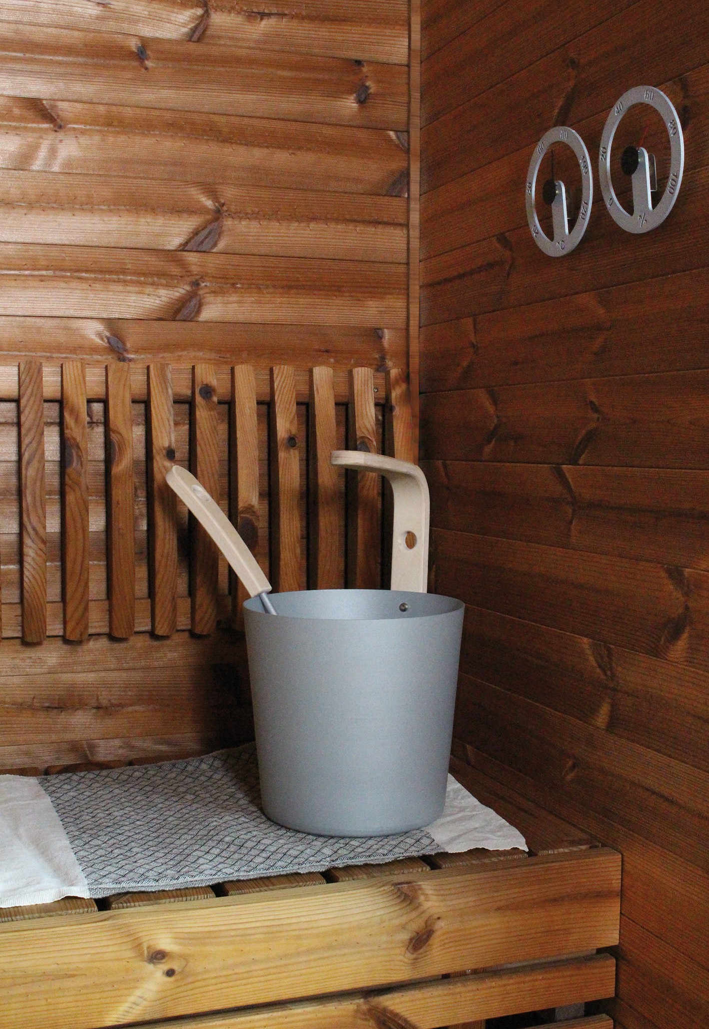 5L Luxus Sauna Aluminium Eimer mit passendem Schöpflöffel Set Wintersauna 