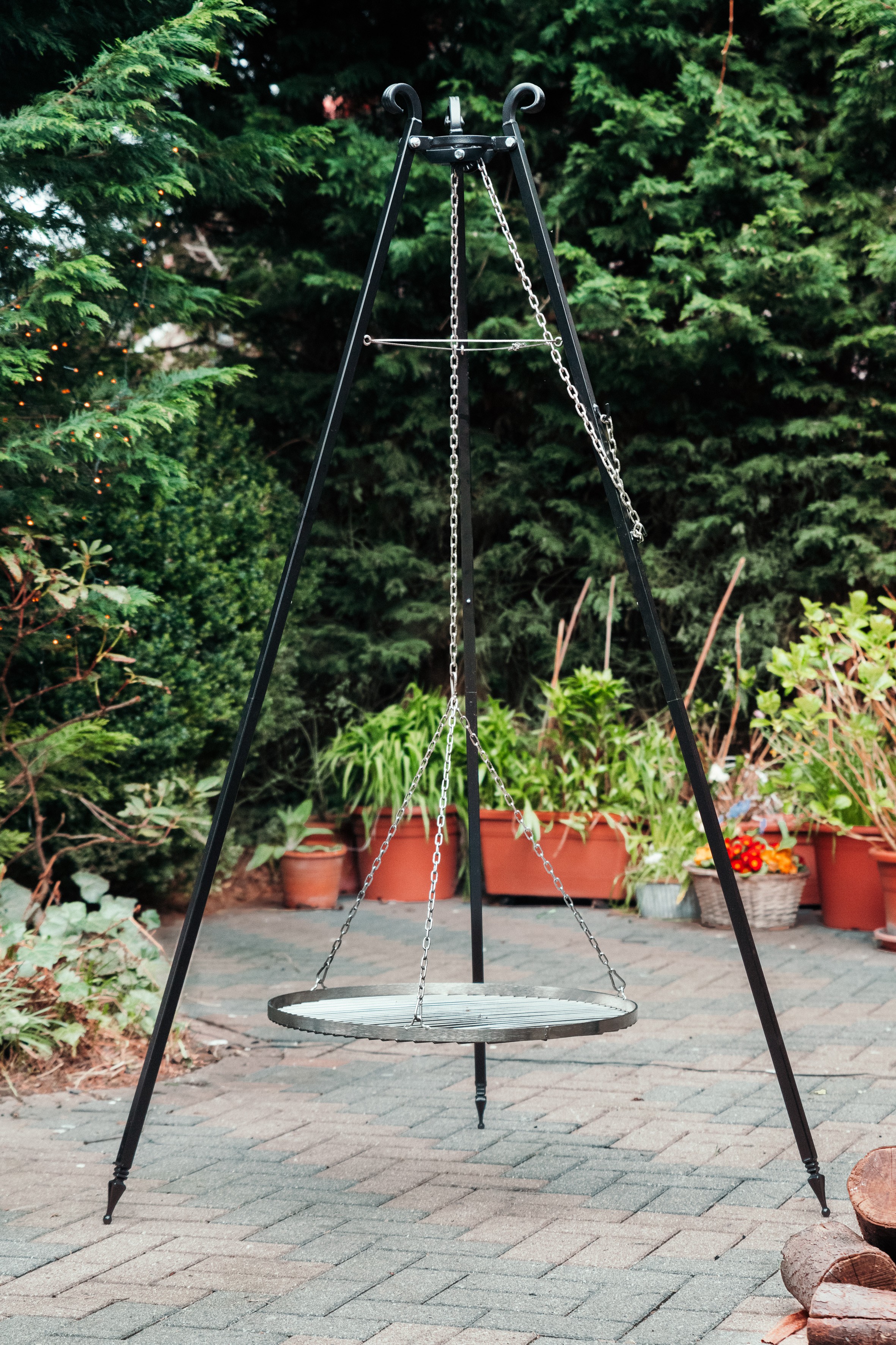 Schwenkgrill Dreibein Aus Edelstahl 50cm + Feuerschale 60cm - Set Für Garten, Camping & Grillabende