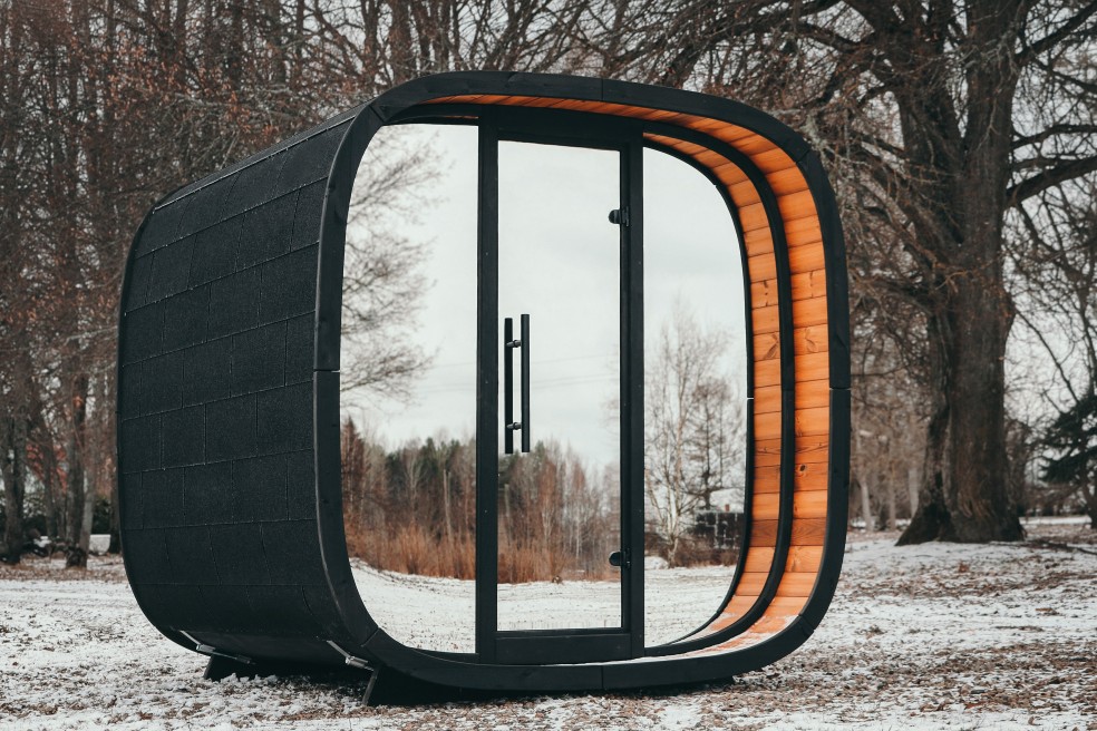 Leil Round Cube mini mit Spiegelverglasung - in Winteratmsphäre