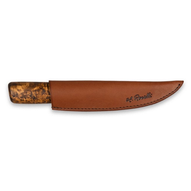 Roselli R112 Schnitzmesser mit langer Klinge und Griff aus Maserbirke in Lederscheide.jpg