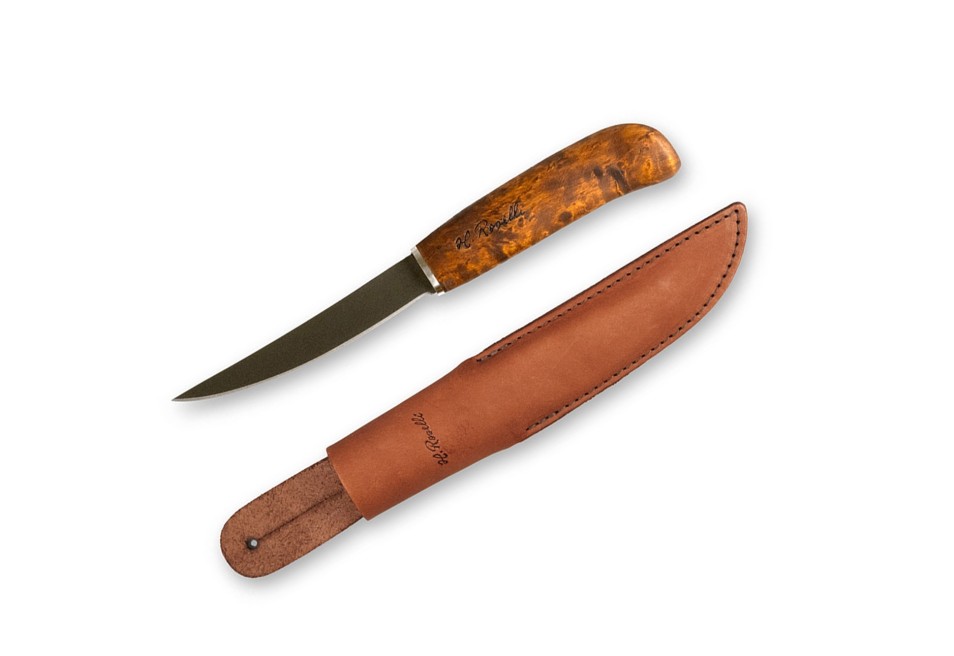 Roselli RW256 - kleines Filetiermesser aus UHC Stahl - Freisteller mit Lederscheide