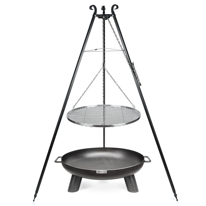 Schwenkgrill Set massives Dreibein 70cm und Feuerschale Harri + VILLE von FINNWERK