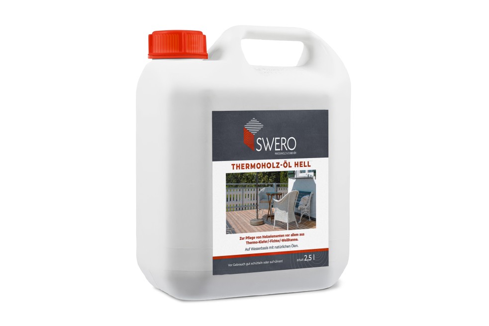 Thermory & Swero Thermoholz Holzöl Lasur Schutz und Pflege Außenanwendung im Kanister Studiobild