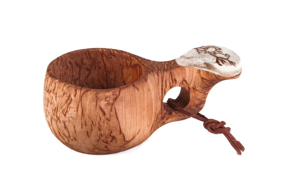 Waldkuksa Holztasse aus Maserbirke Moorschneehuhn Studioaufnahme