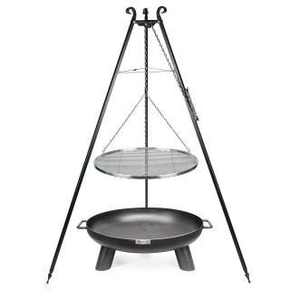 Schwenkgrill Set massives Dreibein 50cm und Feuerschale Harri + VILLE von FINNWERK