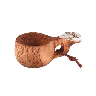 Waldkuksa Holztasse aus Maserbirke Moorschneehuhn Studioaufnahme