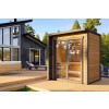 FINNWERK moderne Design Blockbohlensauna Element Nano - Gartenszene