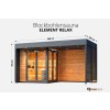 Gartensauna Element Relax - Kubische Blocksauna Übersicht außen mit Maßen