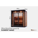 Vorschaubild: Außensauna Garten Element Nano von Finnwerk Uebersichtsbild mit Massen