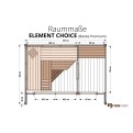 Vorschaubild: Blocksauna Element Choice - Maßzeichnung Ansicht von oben, Raumaufteilung