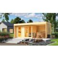 Vorschaubild: FINNWERK moderne Design Blockbohlensauna Element Deluxe - Gartenszene-natur_tub_4K