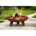 Vorschaubild: Feuerschale HARRI 60 Rostoptik im grünen Garten mit Feuer von FINNWERK