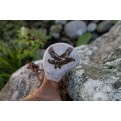 Vorschaubild: Finnische Holz-Kuksa mit Adler-Gravur im Freien - Nahaufnahme