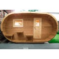 Ovales Saunafass von Finnwerk -  Frontansicht aus Thermoholz