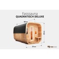 Vorschaubild: Saunafass Quadratisch Deluxe aus Thermoholz Finnwerk Übersicht mit Maßen Studio