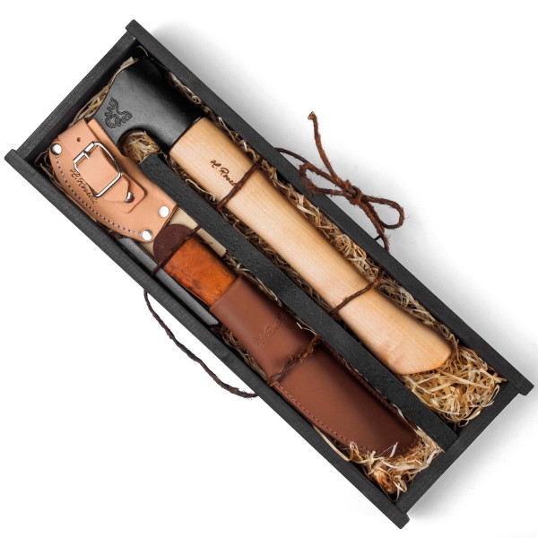 Roselli Outoor-Axt als Geschenkset mit Jagdmesser - Komplettset für Otdoor